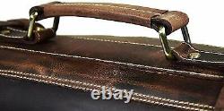 10 Pockets Brown Handmade Leather Chefs Knife Roll Bag, Knife Carry Case Wallet