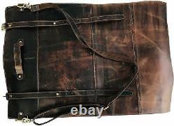 10 Pockets Brown Handmade Leather Chefs Knife Roll Bag, Knife Carry Case Wallet