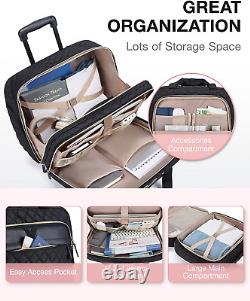 17.3 Inch Rolling Laptop Bag Women Men, Rolling Briefcase for Women with Wheels, R