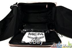 $1,480 New MCM Voyager Pink Visetos Travel Trolly Rolling Carryon Suitcase Bag