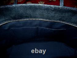 $1,800 Fendi Navy Roll Shoulder Shoppers Tote Bag Leather Handbag Purse ITALY