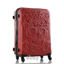 2019 Rolling Luggage Spinner Travel Suitcase 3D Skull Trolley Bag 20/24/28 inch
