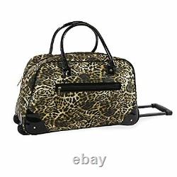 22 Women's Rolling Duffe Bag Tote Travel Luggage Daypack, Leopard