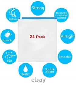 24 Pack Space Saver Storage Travel Roll Up Thick Compress Bags No Vacuum Needed