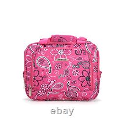 2-Piece Carry-On Luggage Set Upright Tote Bag Rolling Travel Pink Floral
