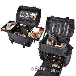 2 in 1 Makeup Case Train Box Cosmetic Organizer Rolling Luggage Trolley Bag Mult