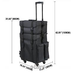 2 in 1 Pro Rolling Makeup Case Train Box Cosmetic Organizer Luggage Trolley Bag