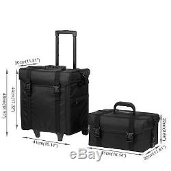 2in 1 Makeup Case Train Box Cosmetic Organizer Rolling Luggage Trolley Bag Mult