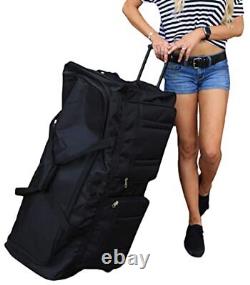 30-inch Rolling Duffle Bag with Wheels, Luggage Bag, Hockey Bag, XL Black