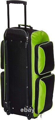 32 Rolling Duffel Bag Lightweight & Durable Neon Lime Multiple Pockets