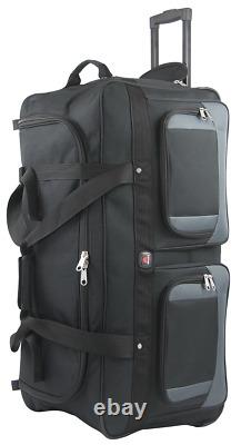 33-INCH Travel Rolling Wheel Duffel Duffle Bag by Amaro Black ONE BAG