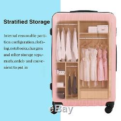 3PCS Luggage Set Travel Bag Trolley Spinner Carry On Rolling Suitcase Pink