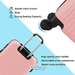3PCS Luggage Set Travel Bag Trolley Spinner Carry On Rolling Suitcase Pink