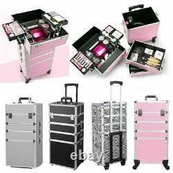 3/4 in 1 4-wheel Makeup Case Organizer Storage Box Rolling Cosmetic Bag Trolley