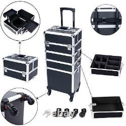 3/4 in 1 4-wheel Makeup Case Organizer Storage Box Rolling Cosmetic Bag Trolley