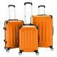 3 Pcs Rolling Luggage Travel Set Bag ABS Trolley Suitcase Storage Box Orange