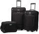 3-Piece Luggage Set Black Travel Rolling Carry On Suitcase Wheels Boarding Bag