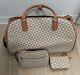 3 pzs Rolling Travel Duffle Bag with Wheels for Women, Large Beige-rolling