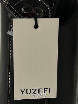 $477 Yuzefi Women's Black Leather Dinner Roll Chain Shoulder Purse Bag