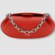 $489 Yuzefi Women's Red Leather Suedette Dinner Roll Chain Shoulder Bag Clutch