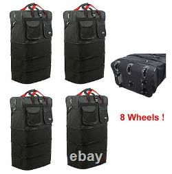 4-Pack 8-Wheel 36 Black Rolling Wheeled Duffle Bag Spinner Suitcase Luggage