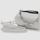 $515 Yuzefi Women's Silver Leather Glitter Dinner Roll Shoulder Bag