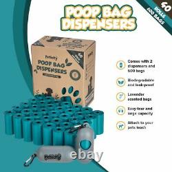 600 Dog Poo Bags Large Thick Dog Poop Tie Handles Doggy 2 Dispenser Scooper Bags