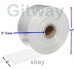 6 x 2150' Clear Poly Tubing Tube Plastic Bag Polybags Custom Bags on a Roll 2ML