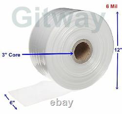 6 x 725' Clear Poly Tubing Tube Plastic Bag Polybags Custom Bags on a Roll 6ML