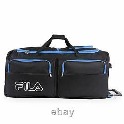 7-Pocket Large Rolling Duffel Bag, One Size Black/Blue