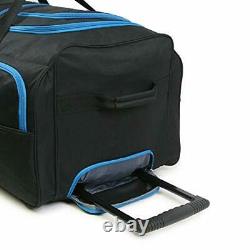 7-Pocket Large Rolling Duffel Bag, One Size Black/Blue