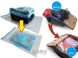 8 Pack Space Saver Storage Travel Roll Up ZipLock Compress Bags No Vacuum Needed