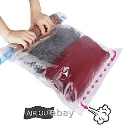 8 Pack Space Saver Storage Travel Roll Up ZipLock Compress Bags No Vacuum Needed