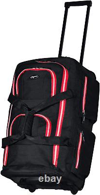 8 Pocket Rolling Duffel Bag Black And Red 22 inch NEW