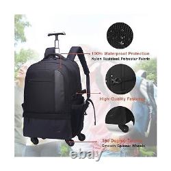 AOKING 21? Water Resistant Rolling Wheeled Backpack Laptop Compartment Bag Bl