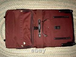 ASCOT Luggage Large Wheeled Rolling Garment Bag Dark Purple/Red Brass Attachment