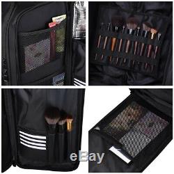 AW Rolling Makeup Train Case Soft Side Makeup Cosmetic Organize Carry on Travel