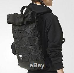 Adidas Originals 3D roll-top backpack trefoil bag Issey Miyake black LAST 2 NEW