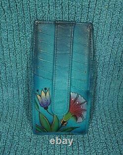 Anna by Anuschka Handpainted Double Rolled Handle Shoulder Bag withCard Holder
