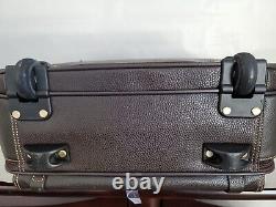 BROOKS BROTHERS travel TROLLY leather bag CARRY-ON rolling suitcase Briefcase