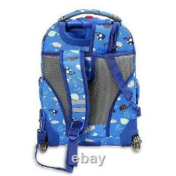 Backpack Wheels Boy Girl Rolling School Lunch Bag Kids Back Pack Roller Blue