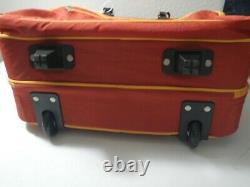 Baggallini Rolling Red Orange Set Travel Carry-On Duffle Bag Wheeled Luggage