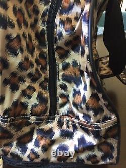 Betsey Johnson Cool Cat Leopard Rolling Duffle Weekender Luggage NWT