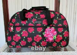 Betsey Johnson Covered Roses 22 Rolling Duffle Luggage Weekender Bag NWT