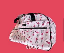 Betsey Johnson Designer Carry On Rolling Duffel Bag In Flamingo Strut RV $160