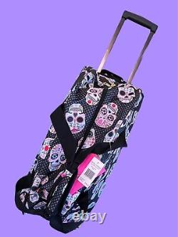 Betsey Johnson Designer Carry On Rolling Duffel Bag In Skull Party NWT MSRP $160