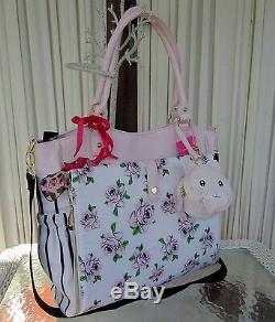 Betsey Johnson Roll Out Diaper Bag Floral Roses Pink Blush Tote Weekender NWT