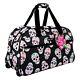 Betsey Johnson Rolling Duffel Luggage Bag Skull Party 22 Black Pink Rose Tag
