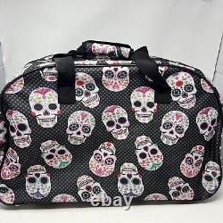 Betsey Johnson Skull Party Weekender Travel Rolling Bag NWT Dia de los Muertos