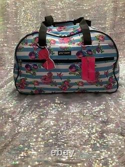 Betsey Johnson Striped Rose 20 Inch Carryon & Rolling Duffel Bags Set NWT